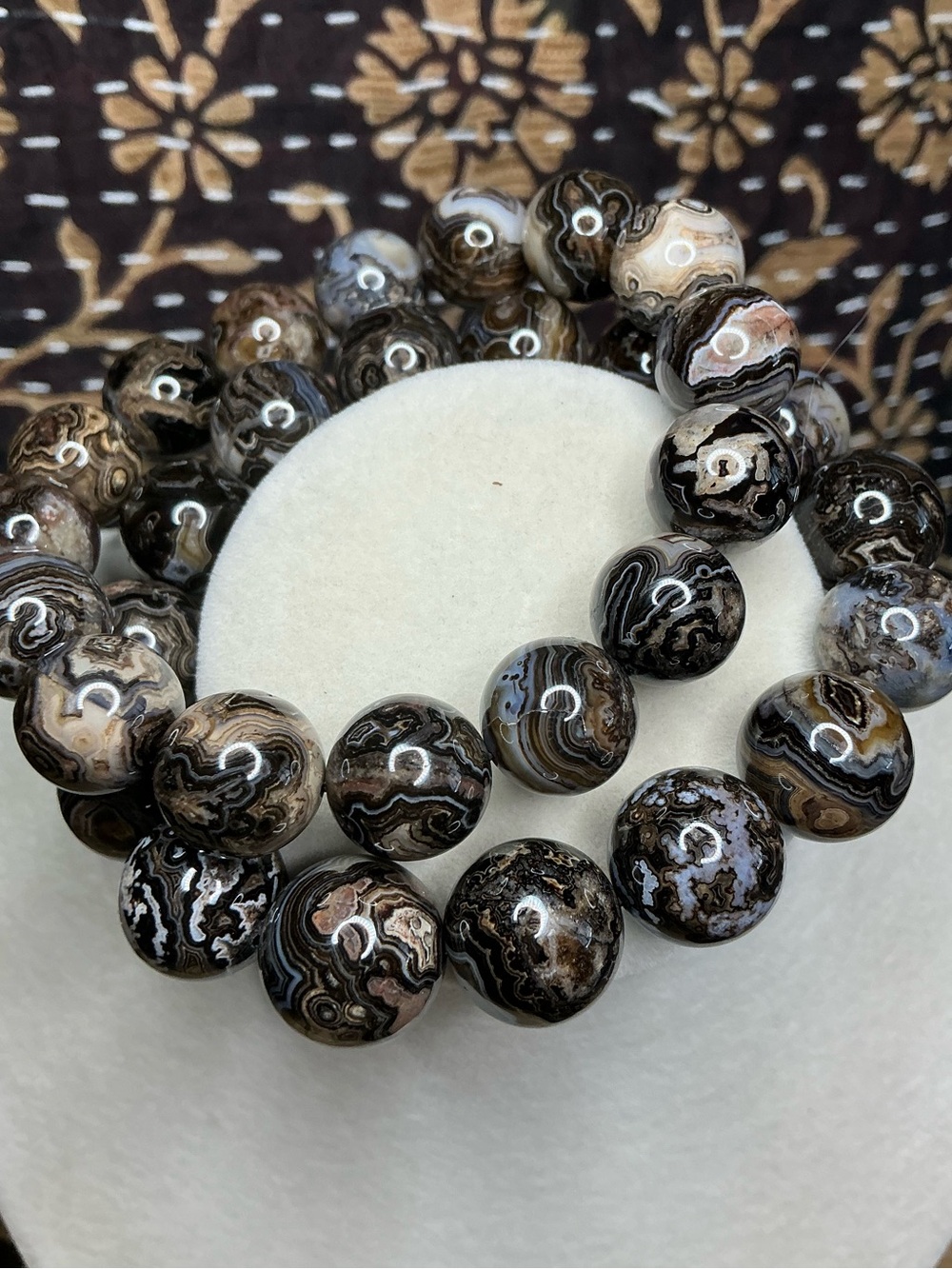 SUPER RARE Black Crazy Lace Agate 13v& 14mm (price for one)